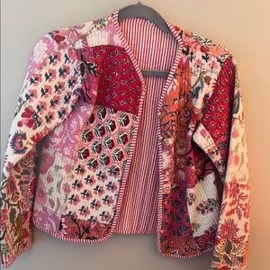 Vibrant Pink and Red Blazer with Unique Patchwork Design